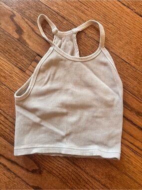 Free people movement Ribbed Halter Crop Tank Top - Cream